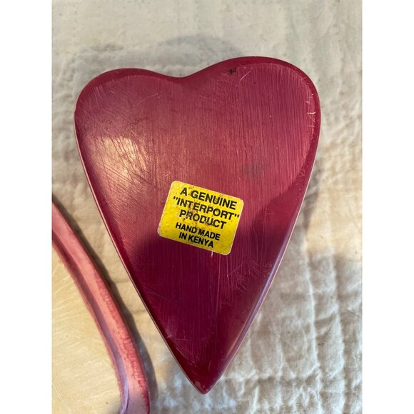 Handcrafted Heart-Shaped Stone Trinket Box With Red & White Polka Dot Design Ken - Picture 7 of 12